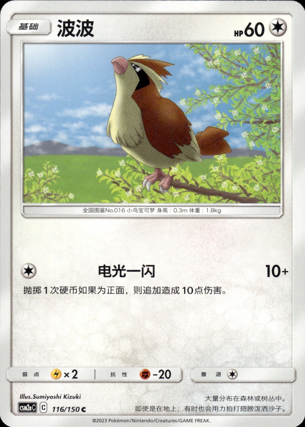 Pidgey 116/150 Shining Synergy Shower Pokemon Chinese Near Mint