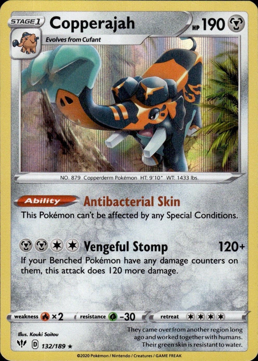 Copperajah 132/189 Holo Rare Darkness Ablaze Pokemon Lightly Played