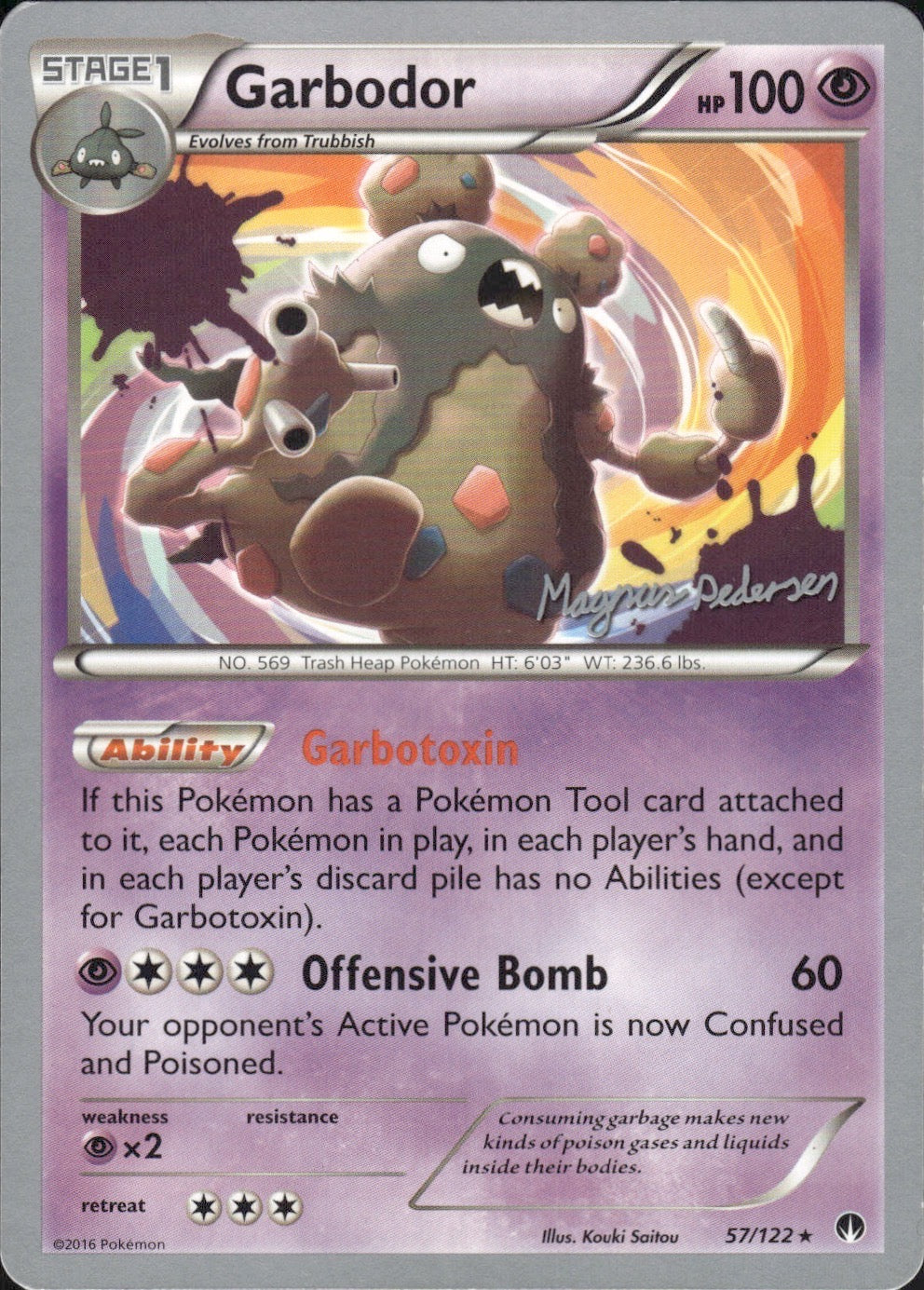 Garbodor (57) (Magnus Pedersen) 57/122 Rare World Championship Decks Pokemon LP