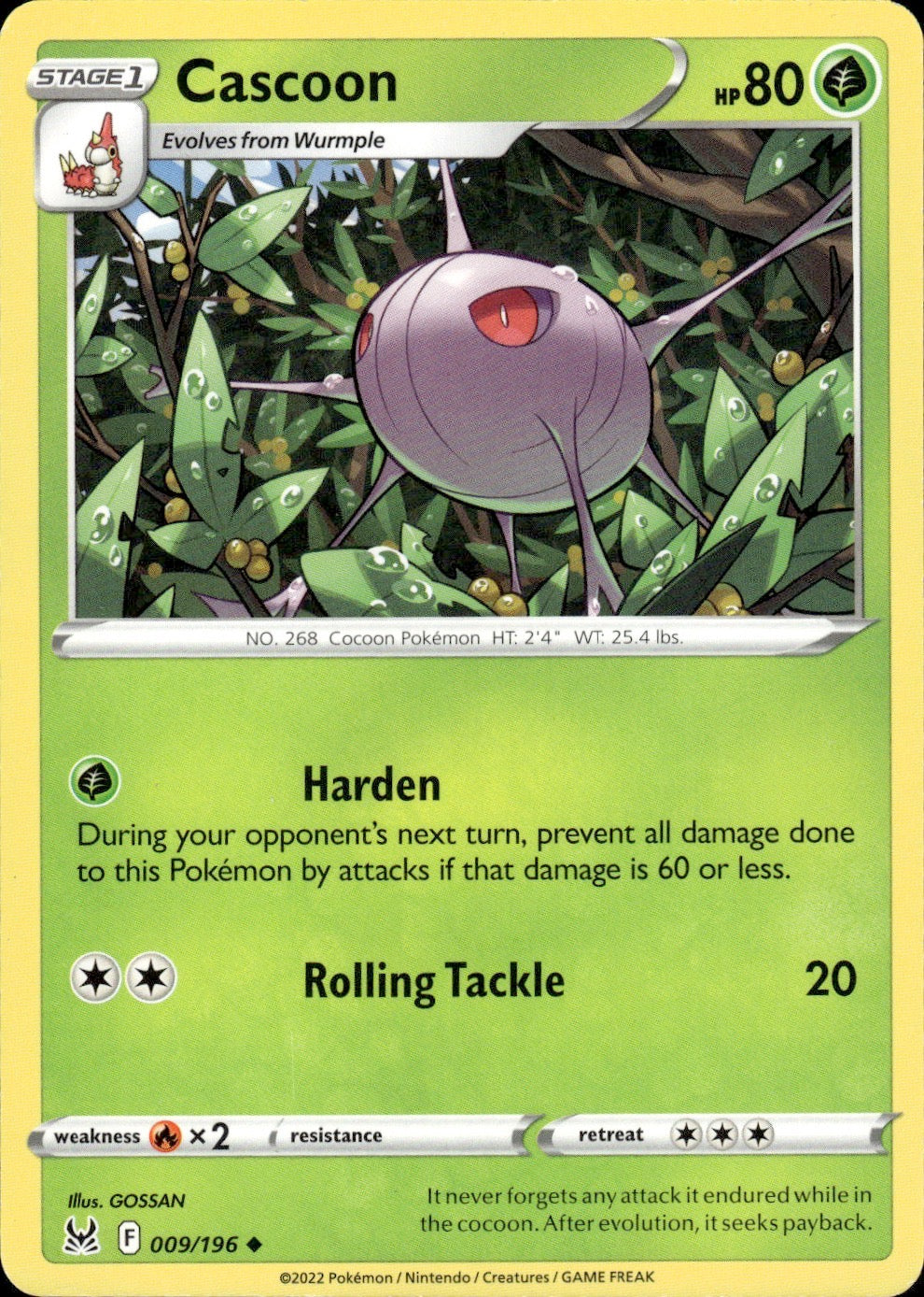 Cascoon 009/196 Uncommon Lost Origin Pokemon Lightly Played