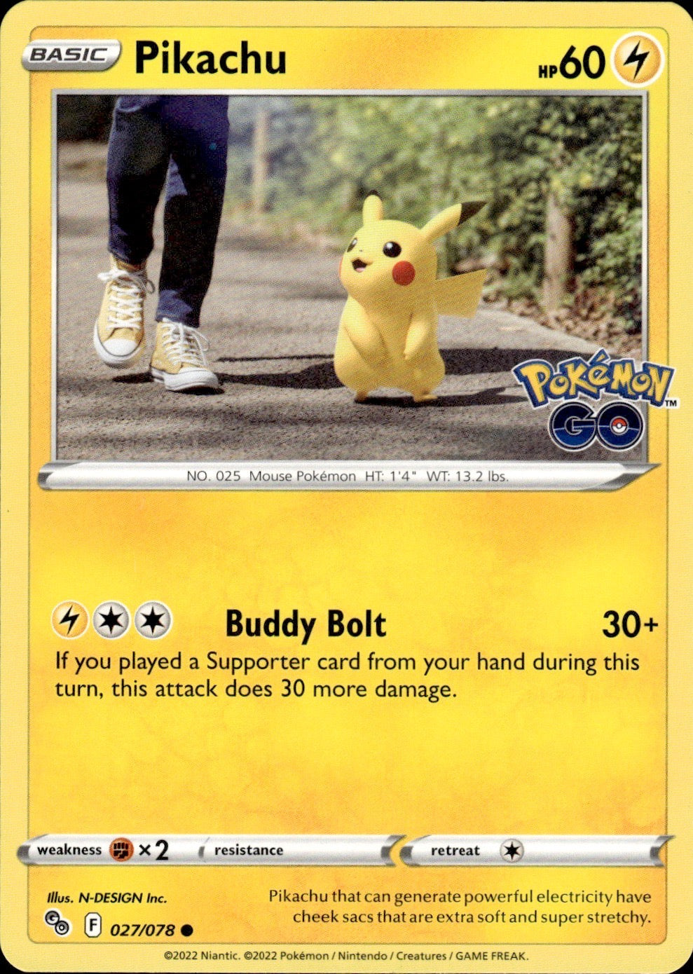 Pikachu 027/078 Common Pokemon GO Pokemon Lightly Played