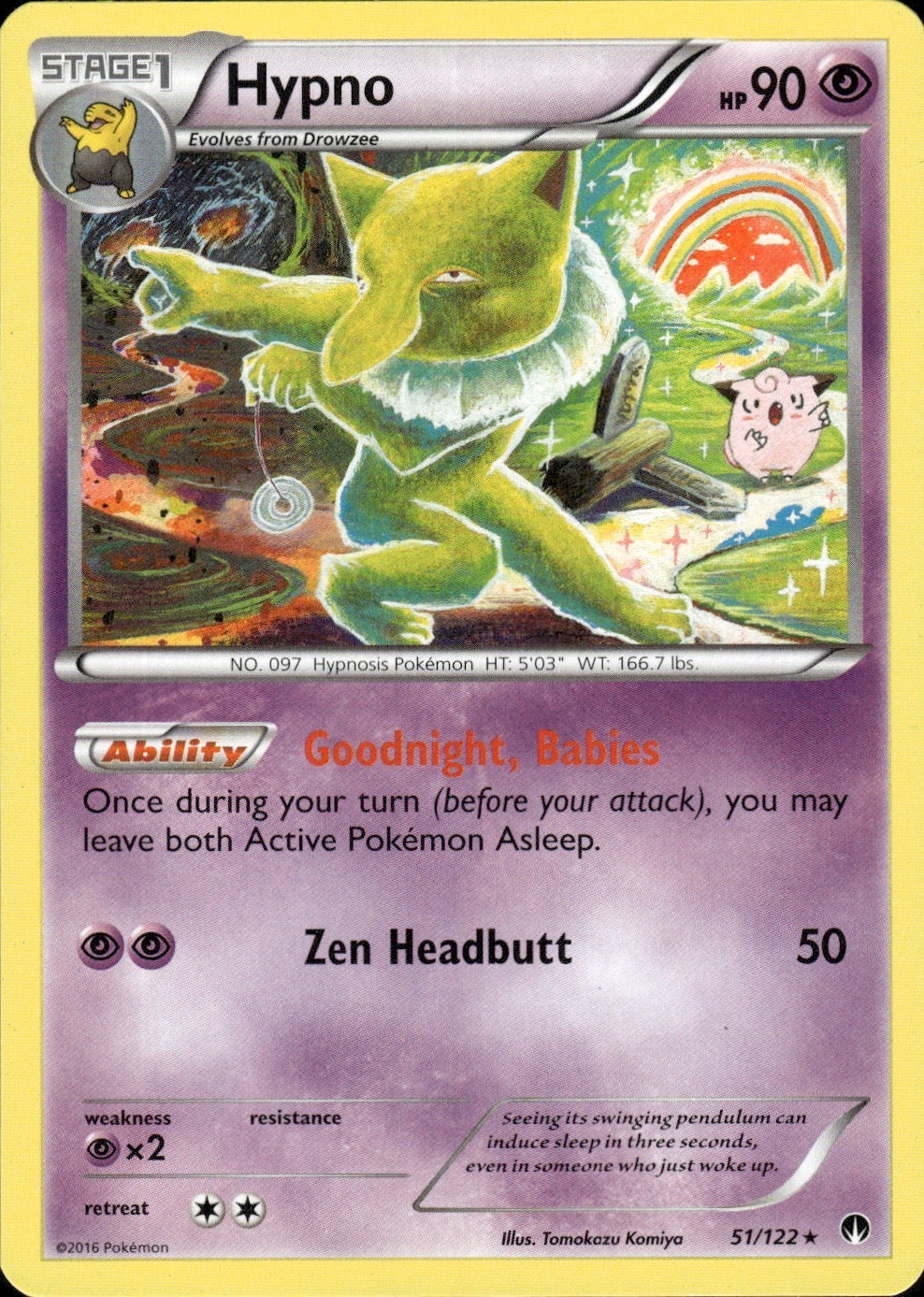 Hypno 51/122 Rare BREAKpoint Pokemon Lightly Played