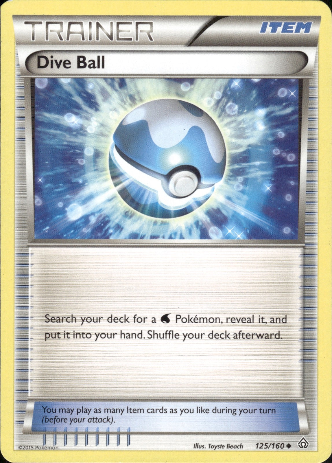 Dive Ball 125/160 Uncommon Primal Clash Pokemon Lightly Played
