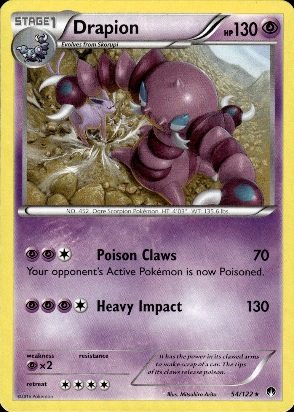 Drapion 54/122 Rare BREAKpoint Pokemon Lightly Played