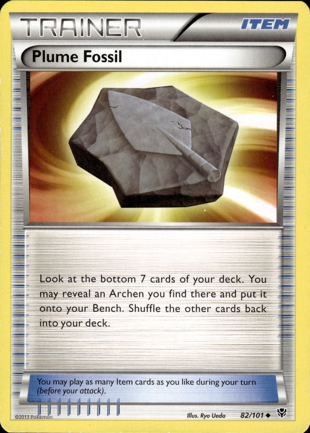 Plume Fossil 82/101 Uncommon Plasma Blast Pokemon Lightly Played