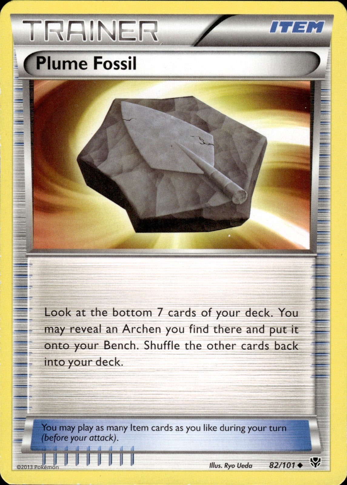 Plume Fossil 82/101 Uncommon Plasma Blast Pokemon Lightly Played