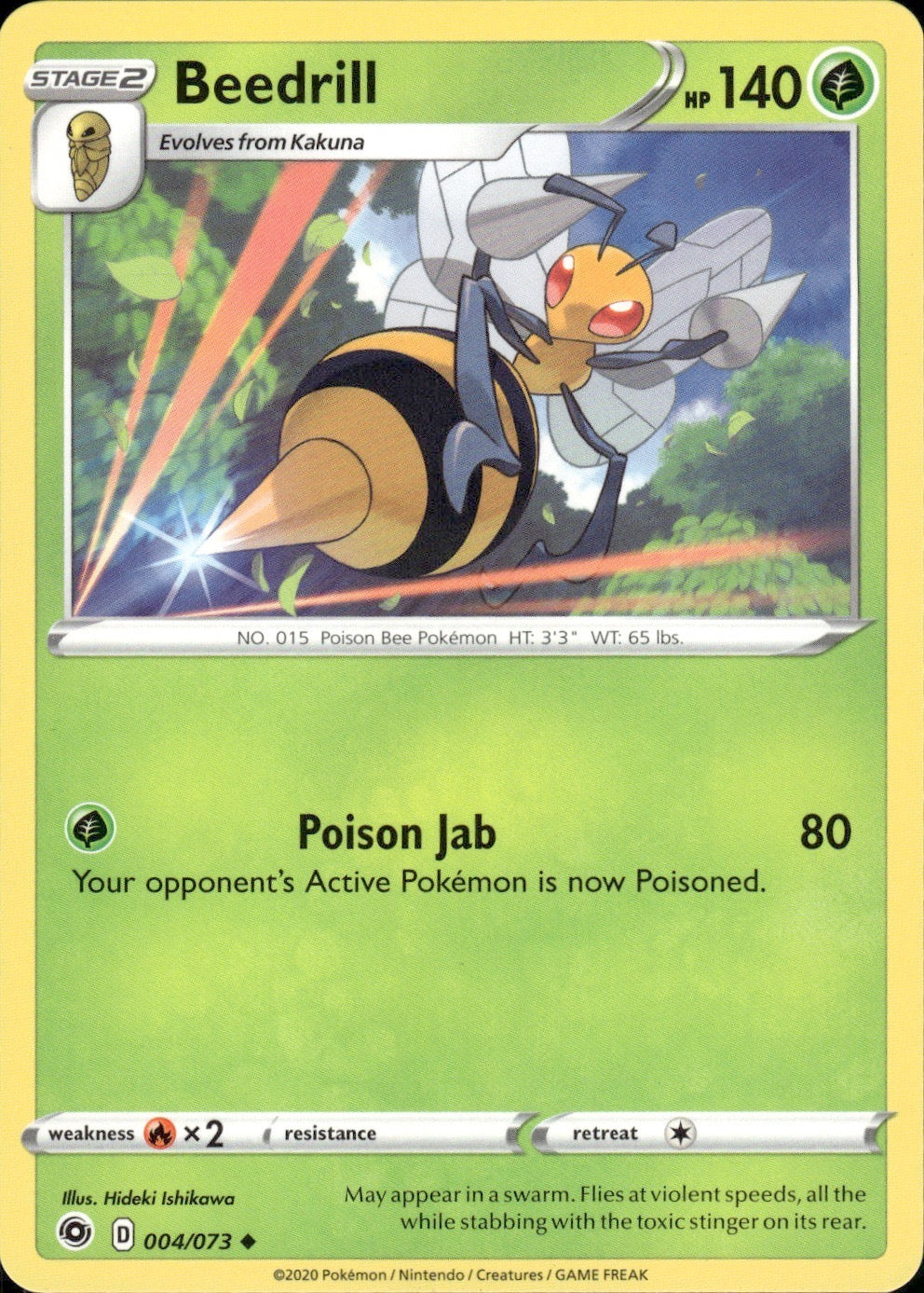 Beedrill 004/073 Uncommon Champion's Path Pokemon Lightly Played
