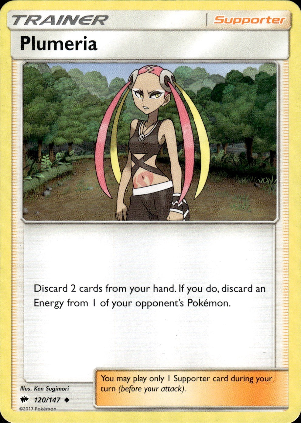 Plumeria 120/147 Uncommon Burning Shadows Pokemon Lightly Played