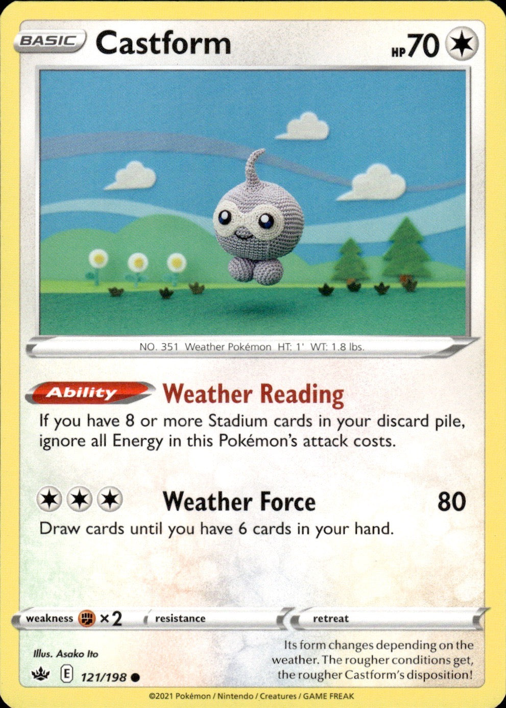 Castform 121/198 Common Chilling Reign Pokemon Lightly Played
