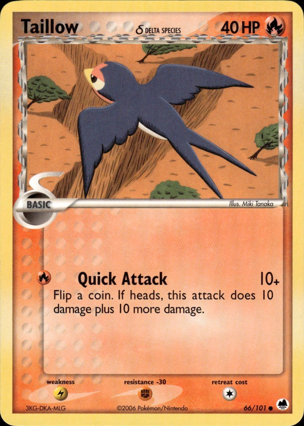 Taillow 66/101 Common Dragon Frontiers Pokemon Lightly Played