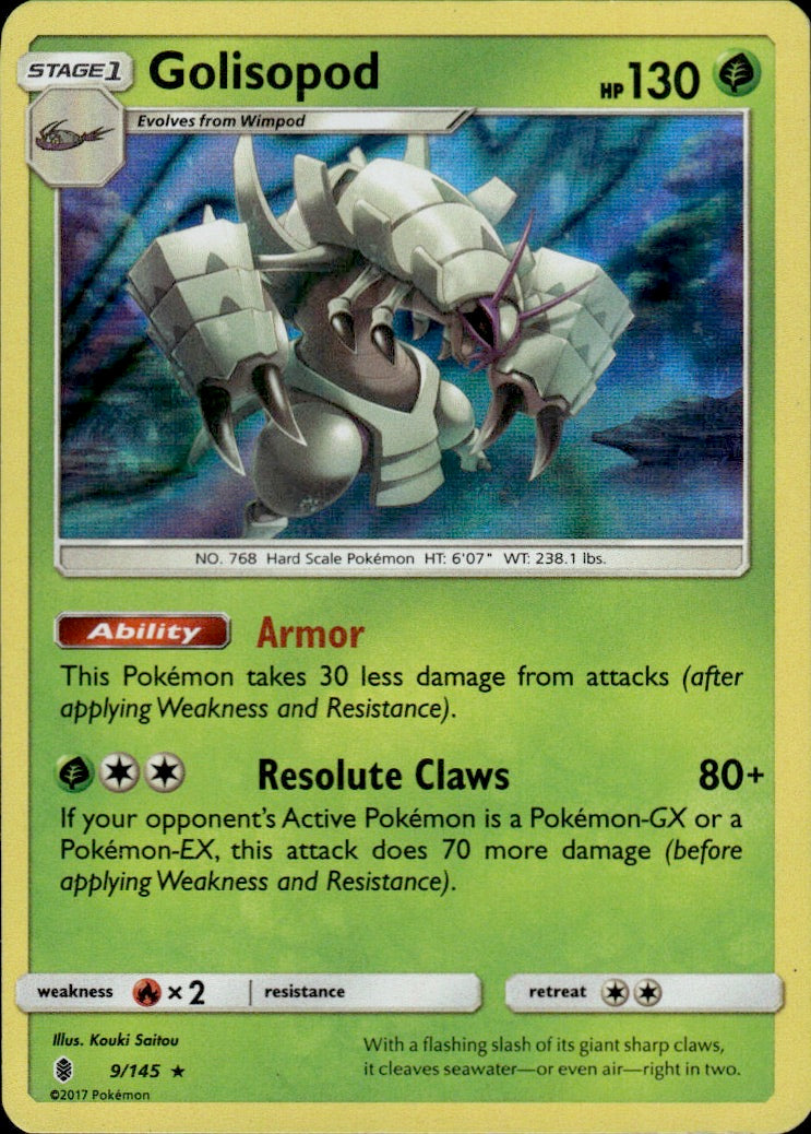 Golisopod 9/145 Holo Rare Guardians Rising Pokemon Lightly Played