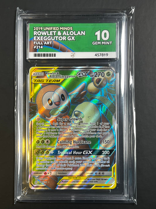 ACE 10 - 2019 - Rowlet & Alolan Exeggutor GX - Unified Minds - 214/236 - Full Art