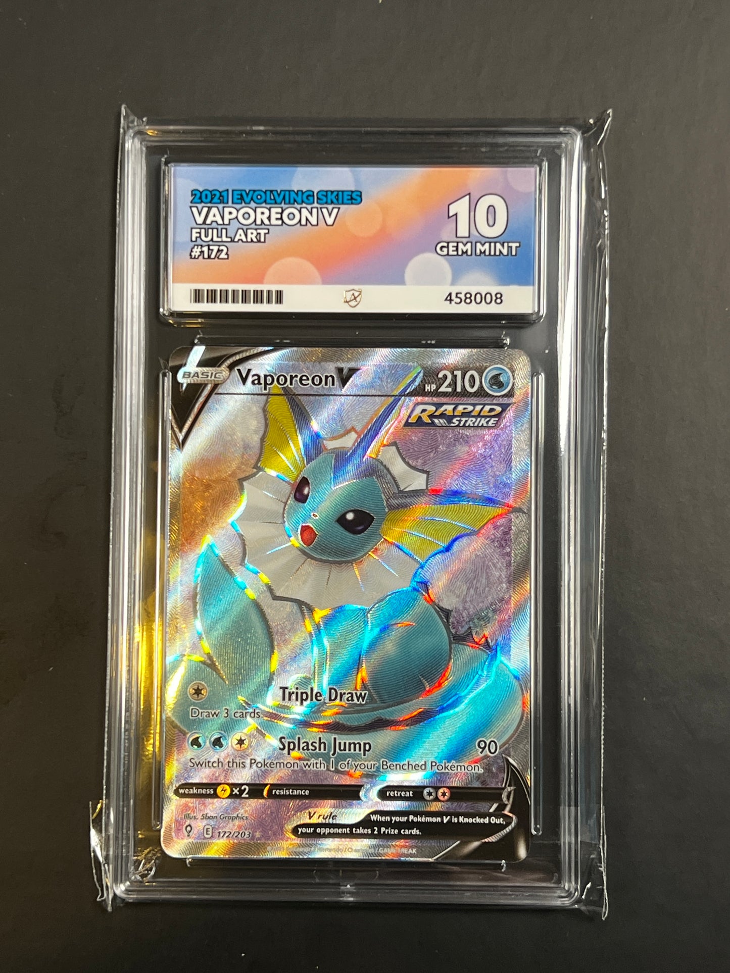 ACE 10 - 2021 - Vaporeon V - Evolving Skies - 172/203 - Full Art