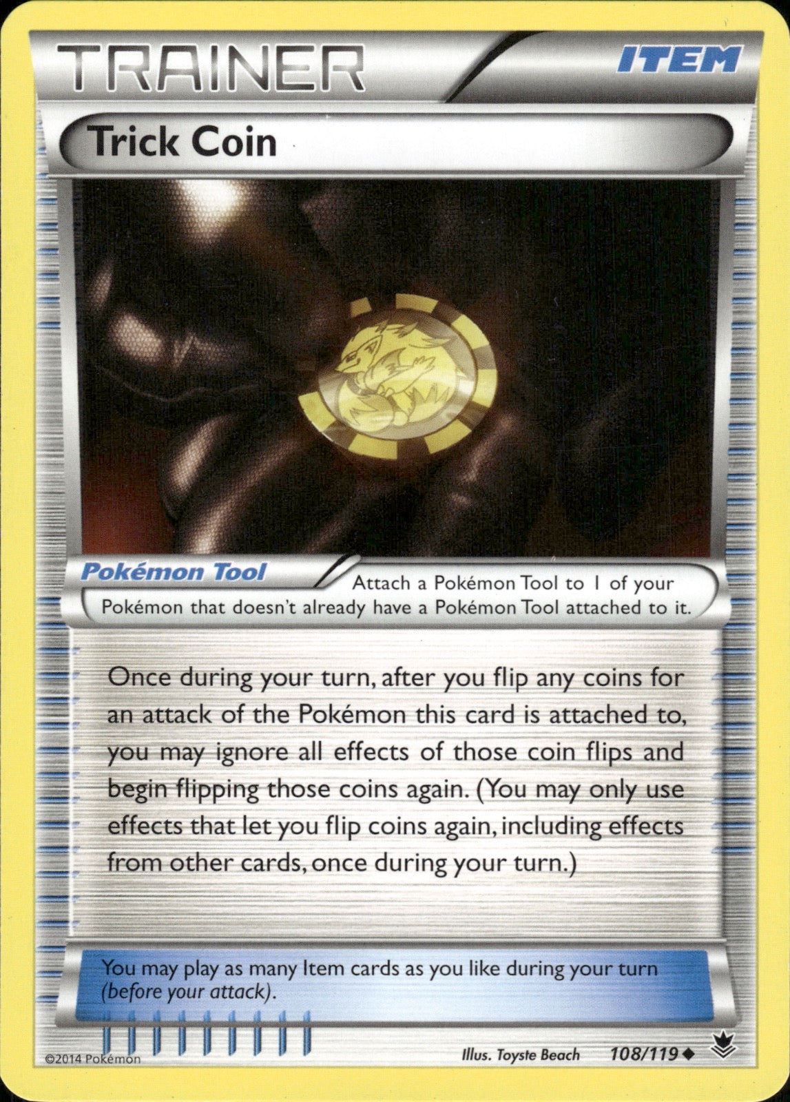 Trick Coin 108/119 Uncommon Phantom Forces Pokemon Lightly Played