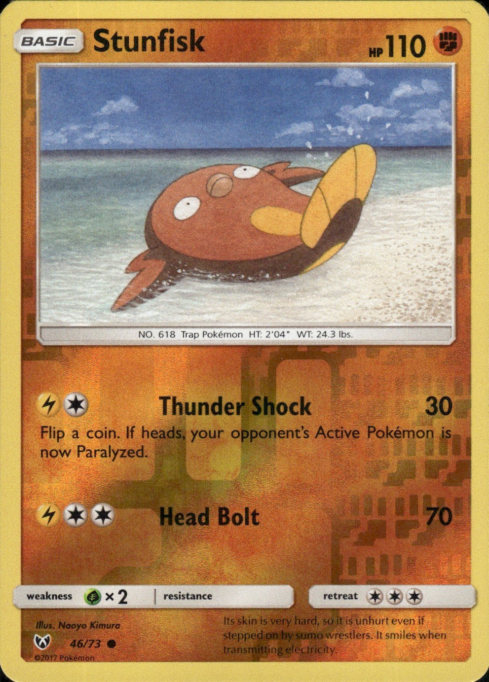 Stunfisk 46/73 Common Shining Legends Pokemon Reverse Holo Lightly Played