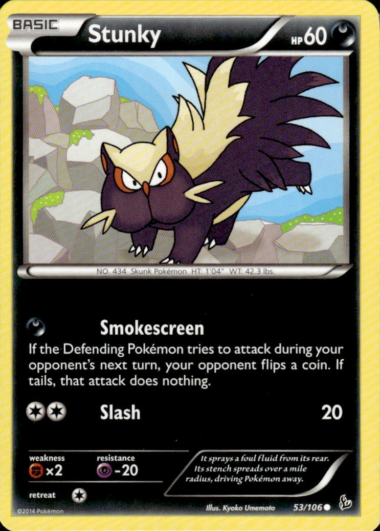 Stunky 53/106 Common Flashfire Pokemon Lightly Played
