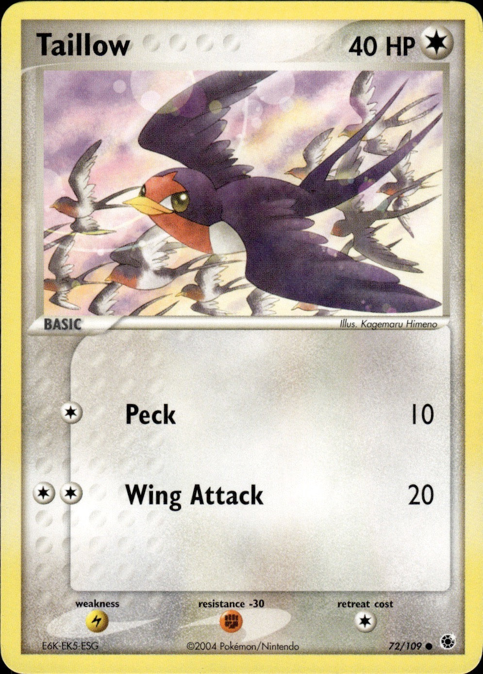 Taillow 72/109 Common Ruby & Sapphire Pokemon Lightly Played