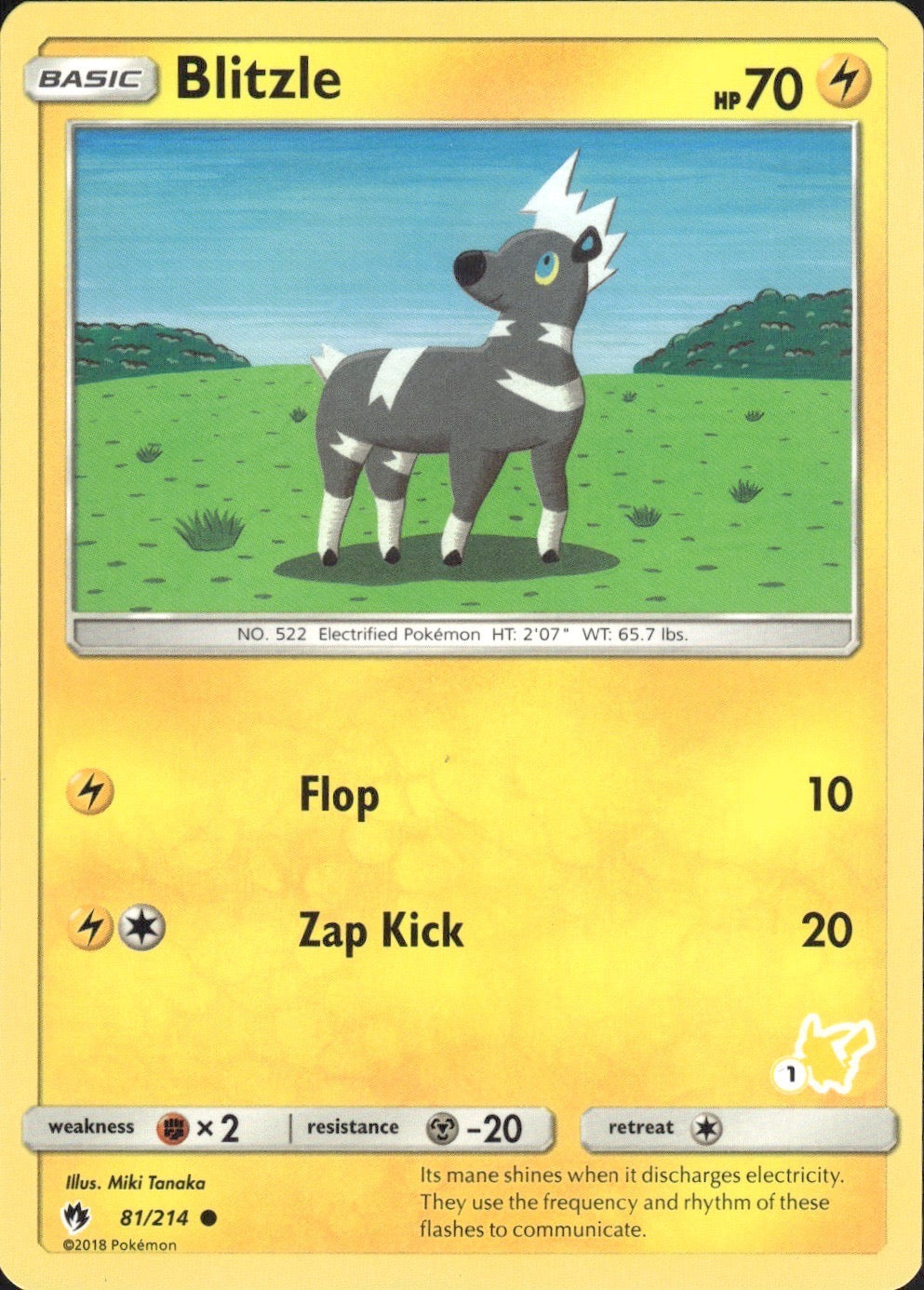 Blitzle - 81/214 (#45 Pikachu Stamped) 081/214 Promo Battle Academy Pokemon LP