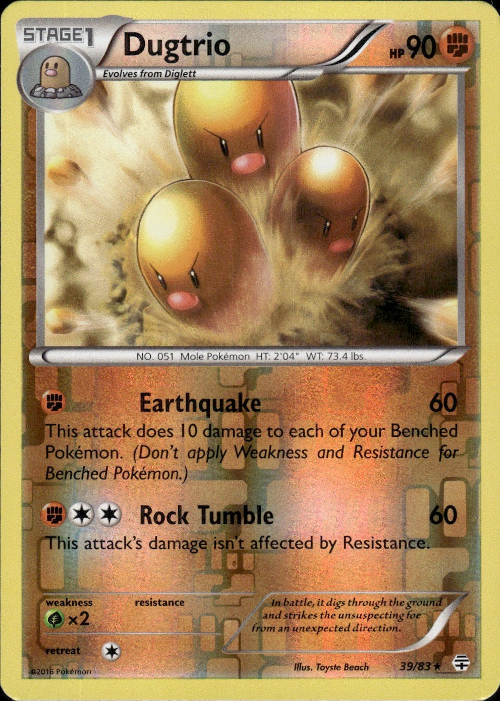 Dugtrio 39/83 Rare Generations Pokemon Lightly Played