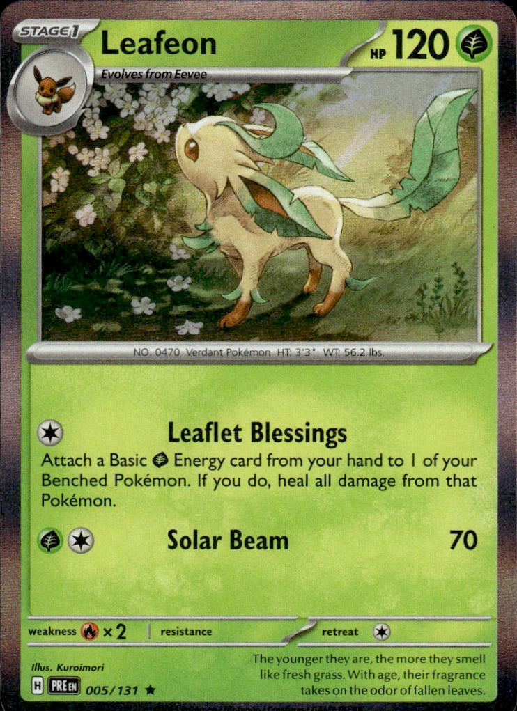 Leafeon 005/131 Holo Rare Prismatic Evolutions Pokemon Lightly Played