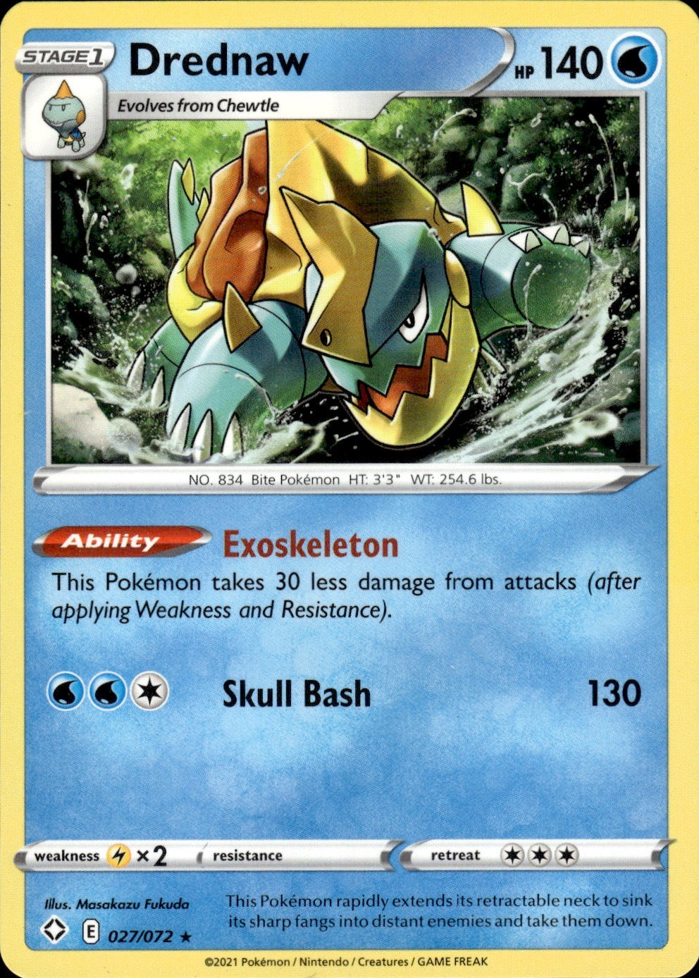 Drednaw 027/072 Rare Shining Fates Pokemon Lightly Played