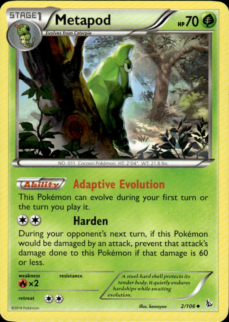 Metapod 2/106 Uncommon Flashfire Pokemon Lightly Played
