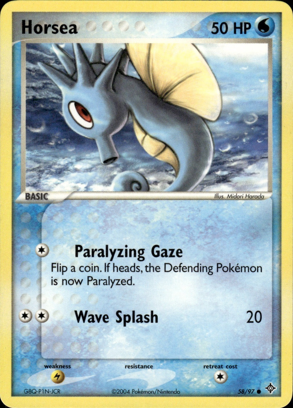 Horsea 58/97 Common Dragon Pokemon Lightly Played