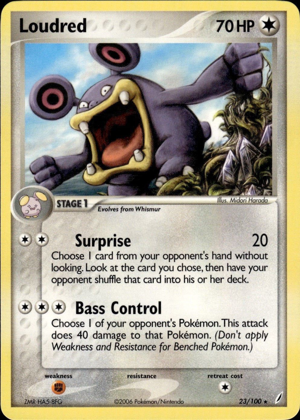 Loudred 23/100 Rare Crystal Guardians Pokemon Lightly Played