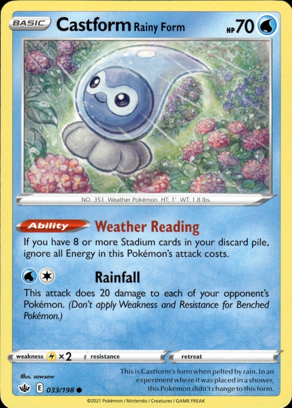 Castform Rainy Form 033/198 Common Chilling Reign Pokemon Lightly Played
