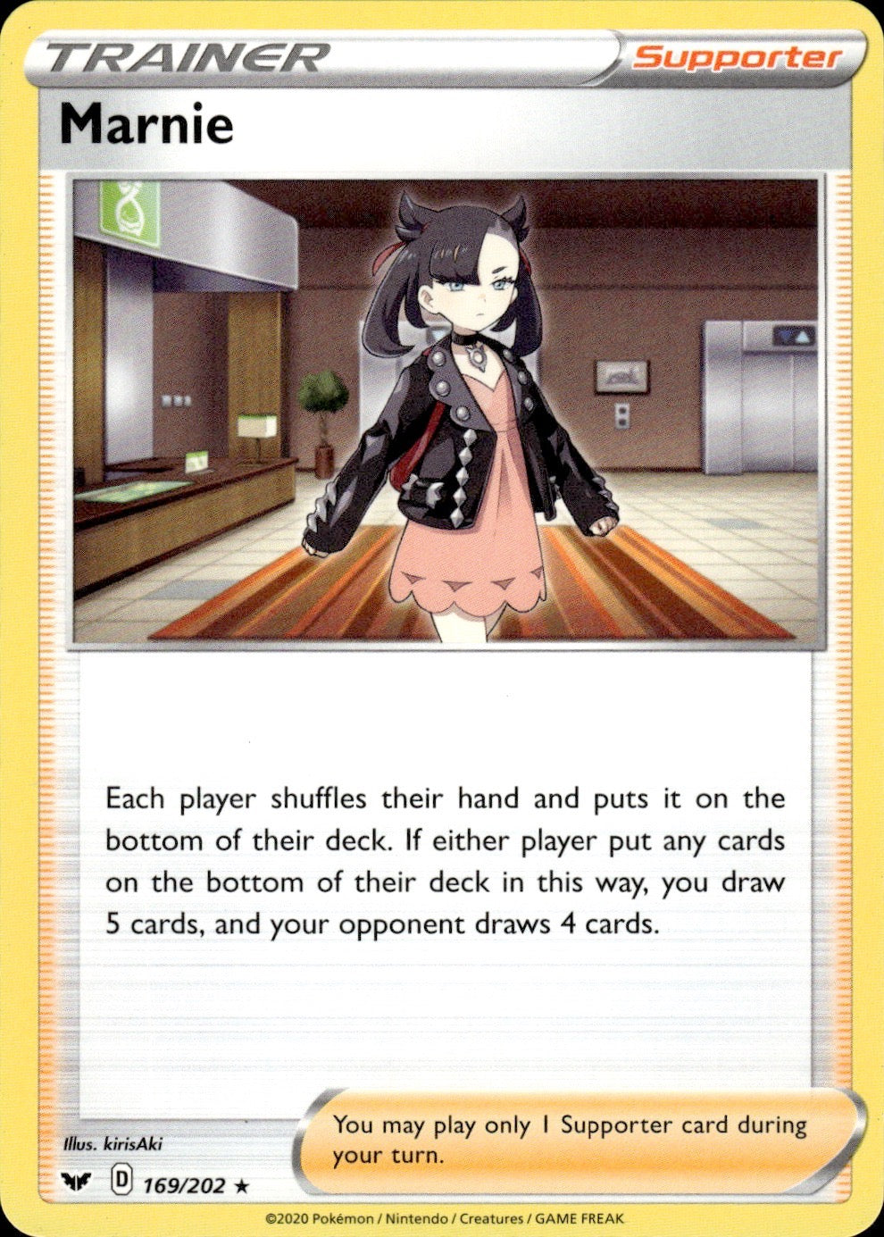 Marnie 169/202 Holo Rare Sword & Shield Pokemon Lightly Played