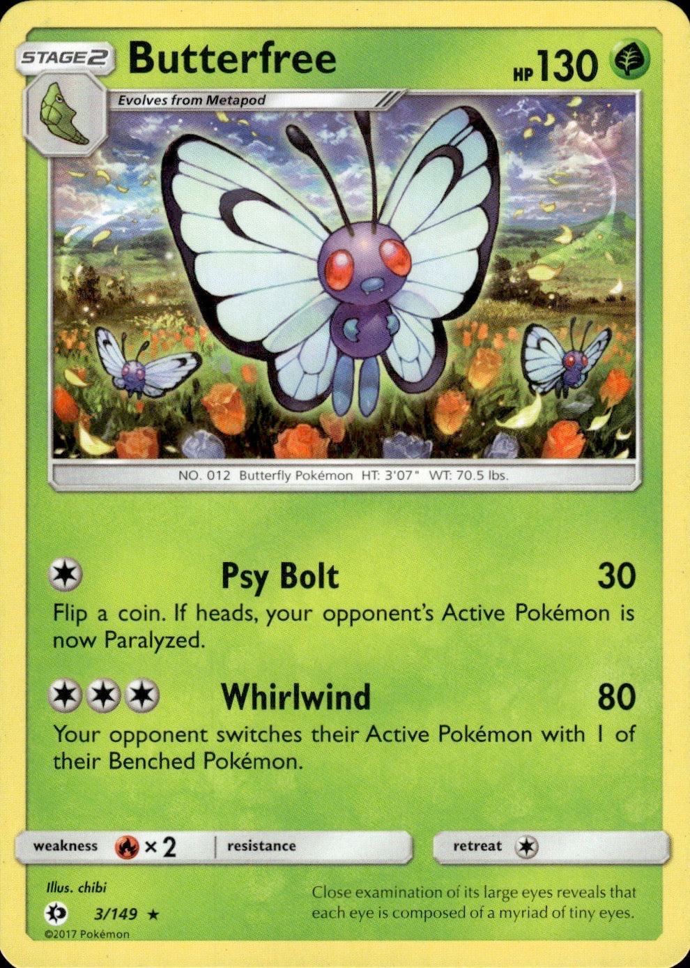 Butterfree 3/149 Rare SM Base Set Pokemon Lightly Played