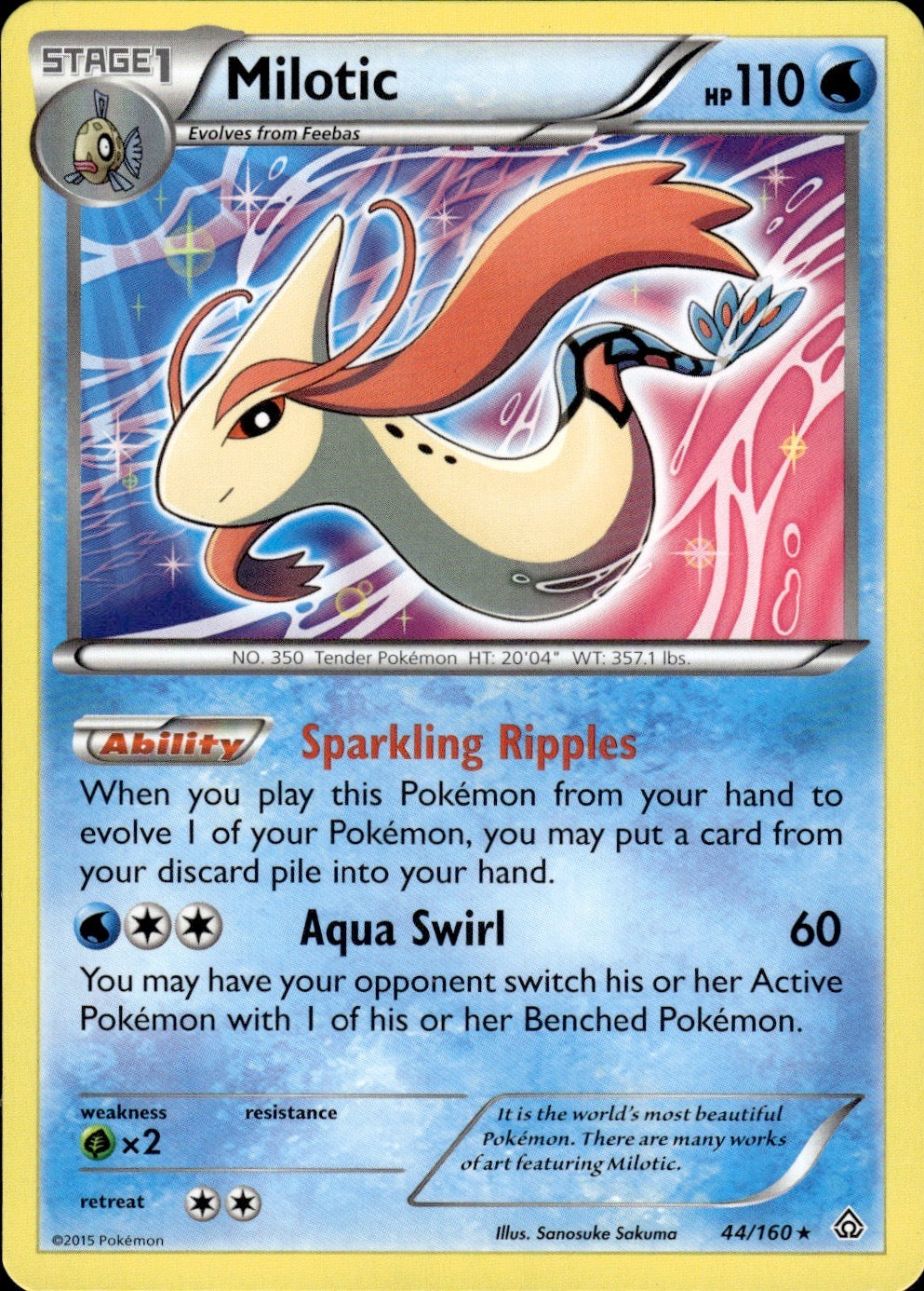 Milotic 44/160 Holo Rare Primal Clash Pokemon Lightly Played