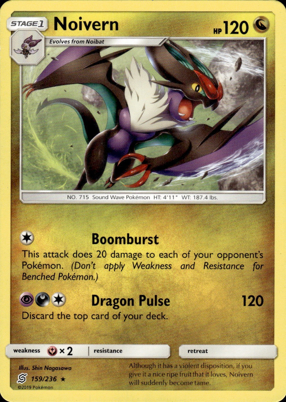 Noivern 159/236 Rare Unified Minds Pokemon Lightly Played