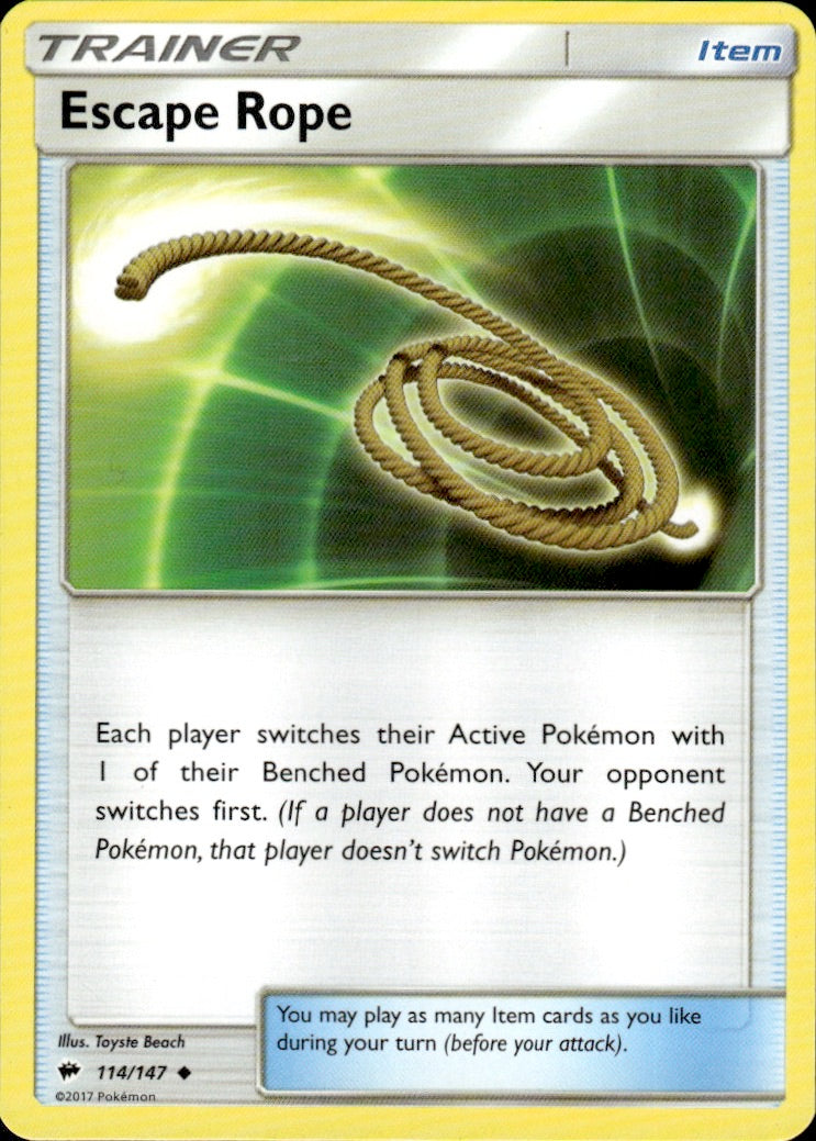 Escape Rope 114/147 Uncommon Burning Shadows Pokemon Lightly Played