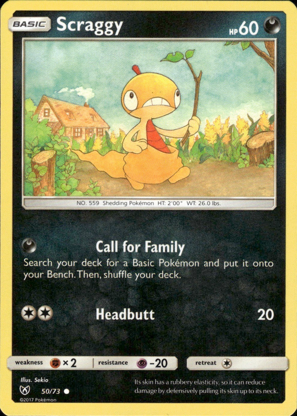 Scraggy 50/73 Common Shining Legends Pokemon Lightly Played
