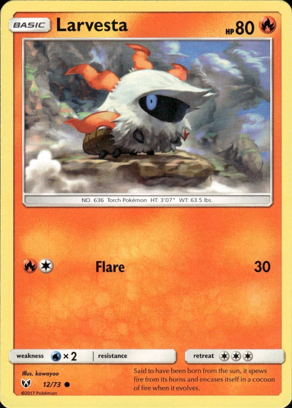 Larvesta 12/73 Common Shining Legends Pokemon Lightly Played