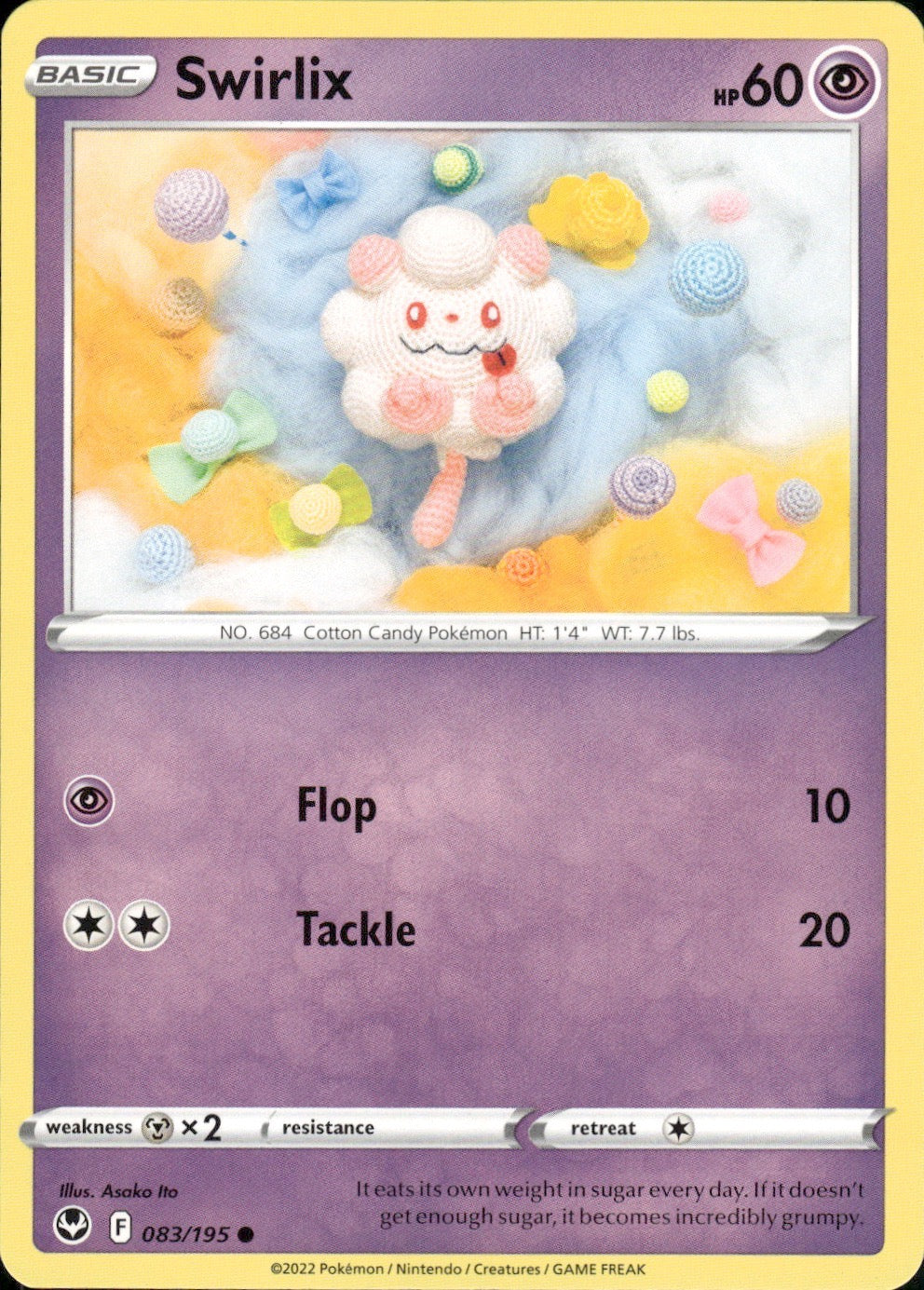 Swirlix 083/195 Common Silver Tempest Pokemon Lightly Played