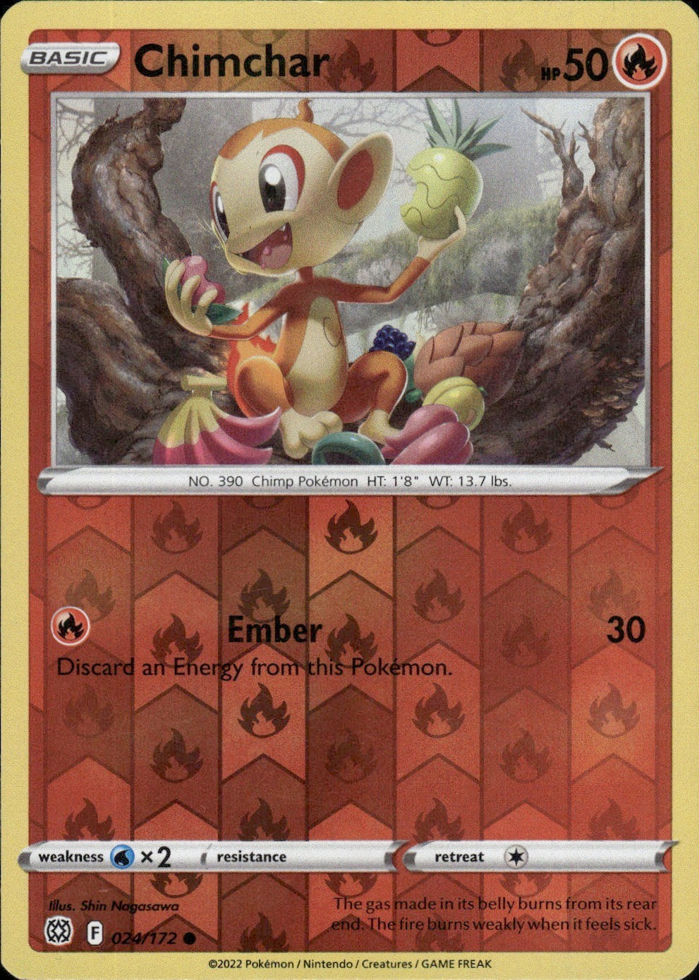 Chimchar 024/172 Common Brilliant Stars Pokemon Lightly Played