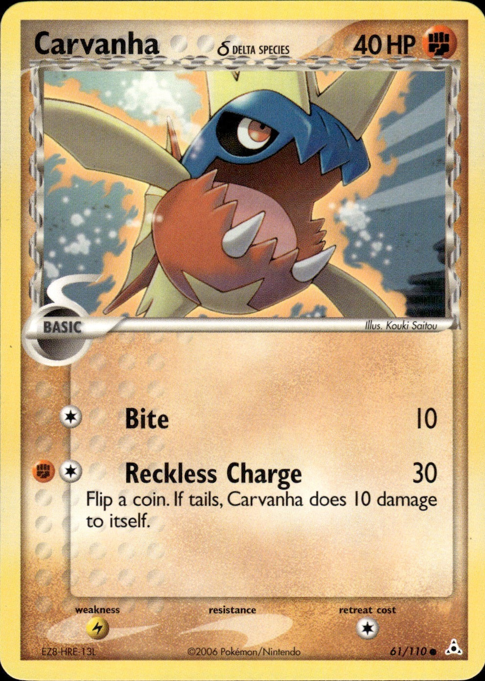Carvanha 61/110 Common Holon Phantoms Pokemon Lightly Played
