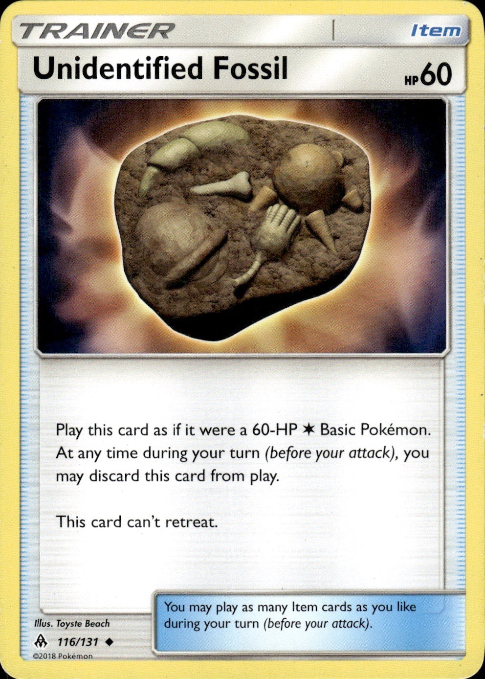 Unidentified Fossil 116/131 Uncommon Forbidden Light Pokemon Lightly Played