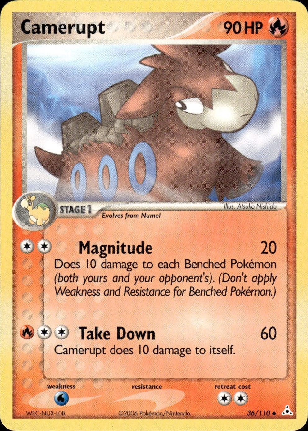 Camerupt 36/110 Uncommon Holon Phantoms Pokemon Lightly Played