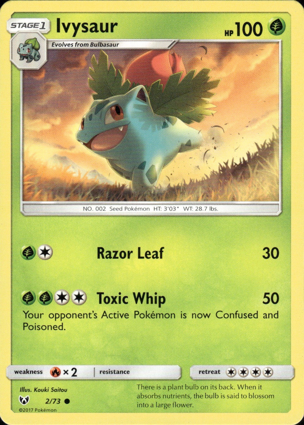 Ivysaur 2/73 Common Shining Legends Pokemon Lightly Played