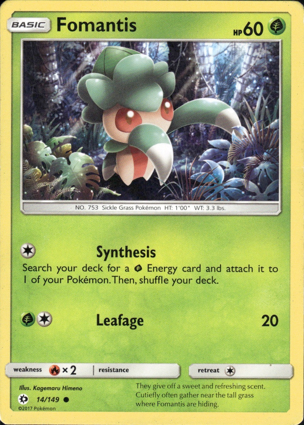 Fomantis 14/149 Common SM Base Set Pokemon Lightly Played