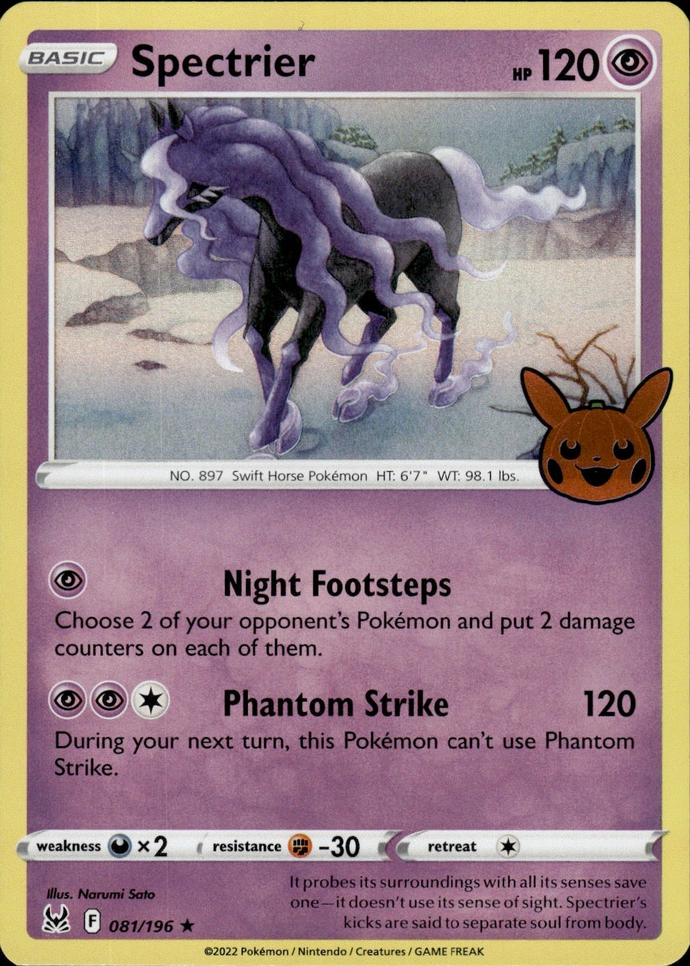 Spectrier 081/196 Holo Rare Trick or Trade BOOster 2023 Pokemon Lightly Played