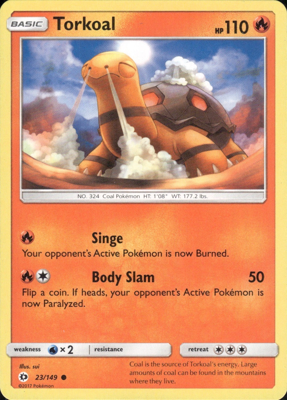 Torkoal 23/149 Common SM Base Set Pokemon Lightly Played