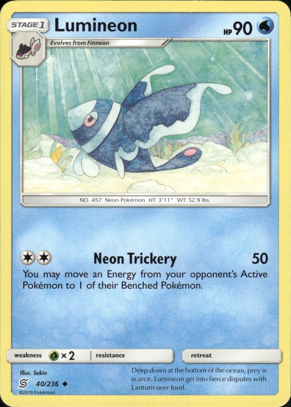 Lumineon 40/236 Uncommon Unified Minds Pokemon Lightly Played