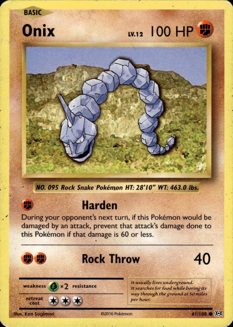 Onix 61/108 Common Evolutions Pokemon Lightly Played