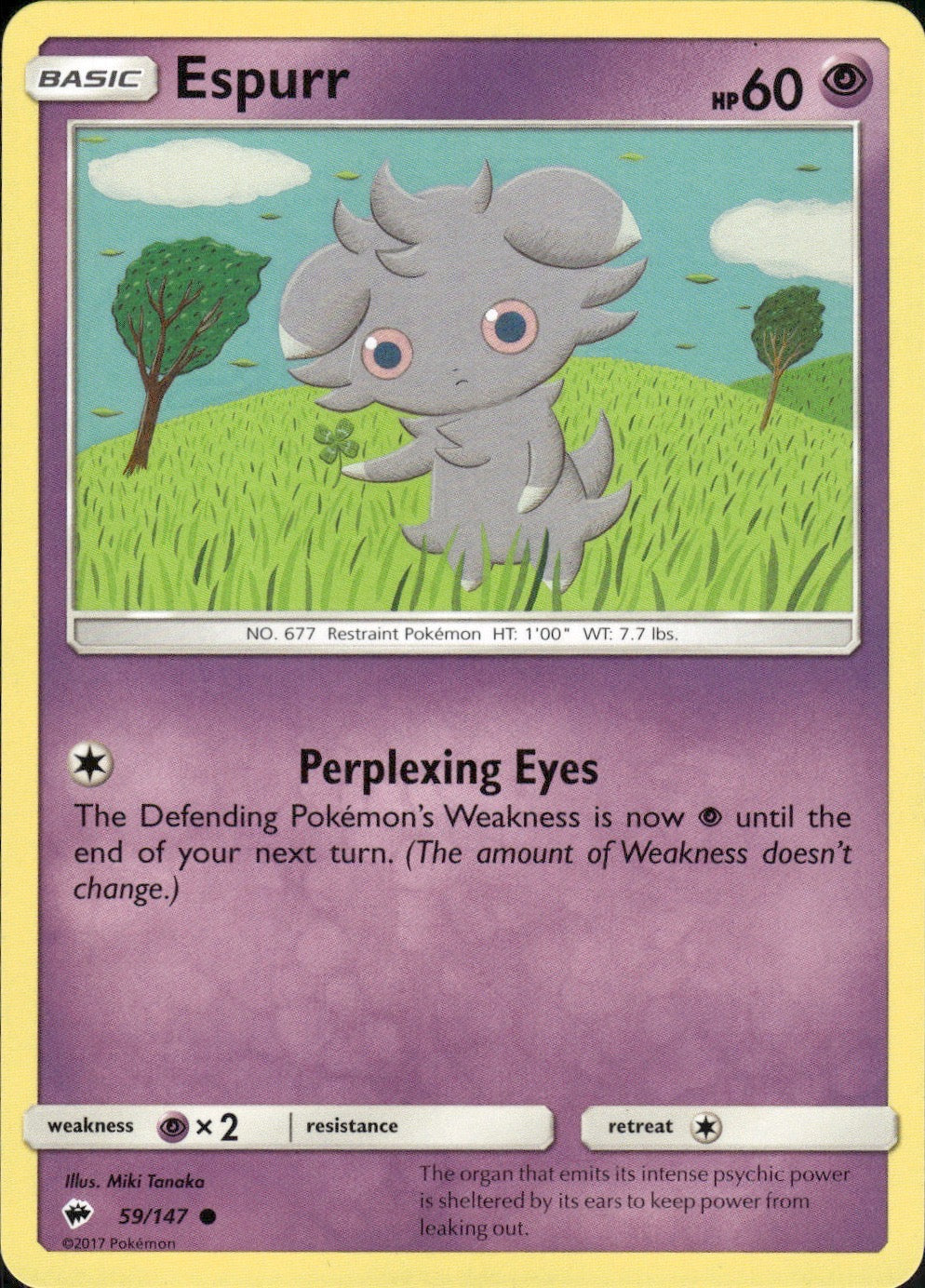 Espurr 59/147 Common Burning Shadows Pokemon Lightly Played