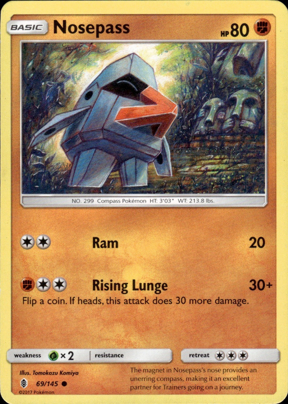 Nosepass 69/145 Common Guardians Rising Pokemon Lightly Played