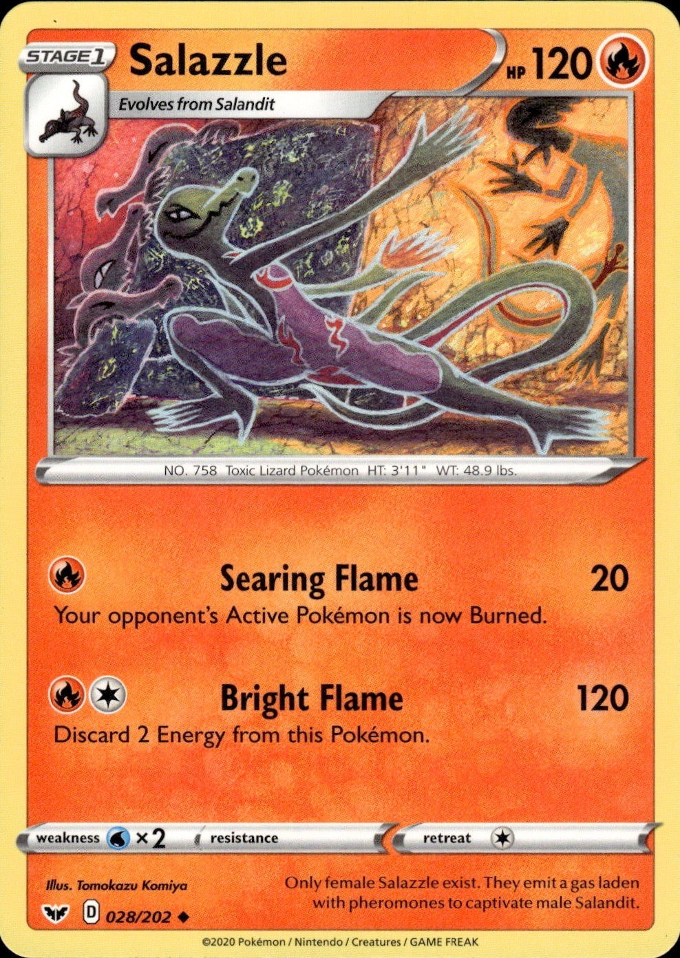 Salazzle 028/202 Uncommon Sword & Shield Pokemon Lightly Played